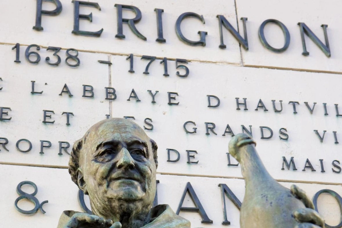 The Moet & Chandon house in Epernay. A statue of Dom Perignon.