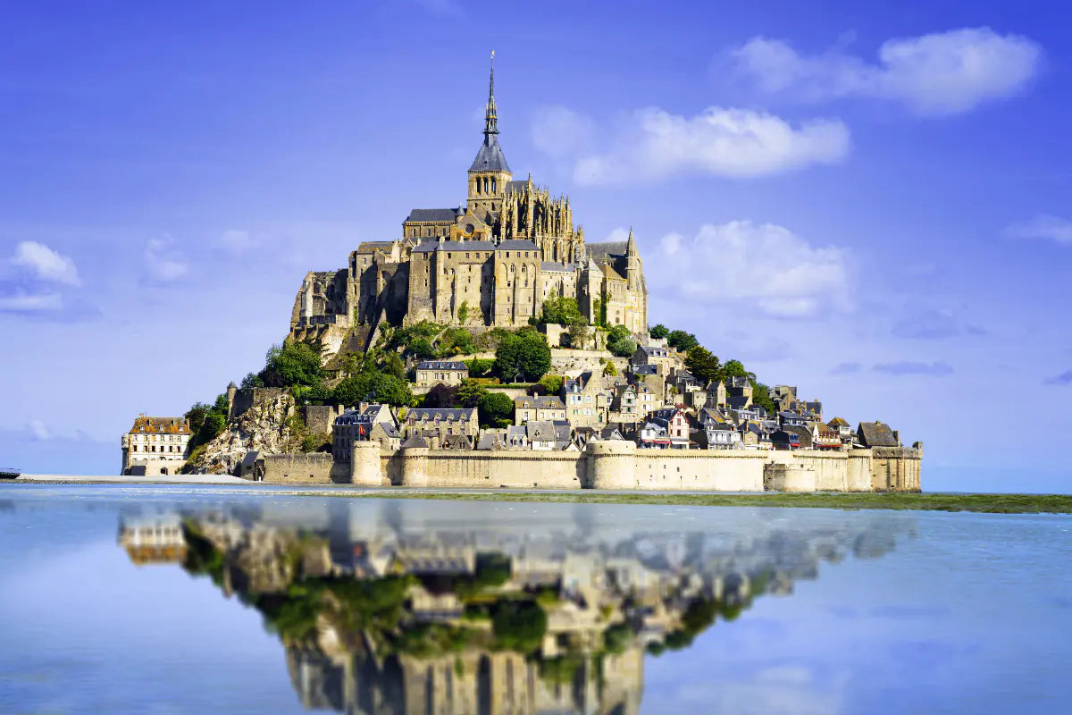 Mont Saint Michel from the marsh surrounding the island.