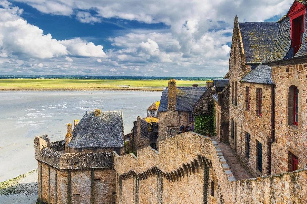 A view of the marshland surrounding Mont Saint Michel castle in France.