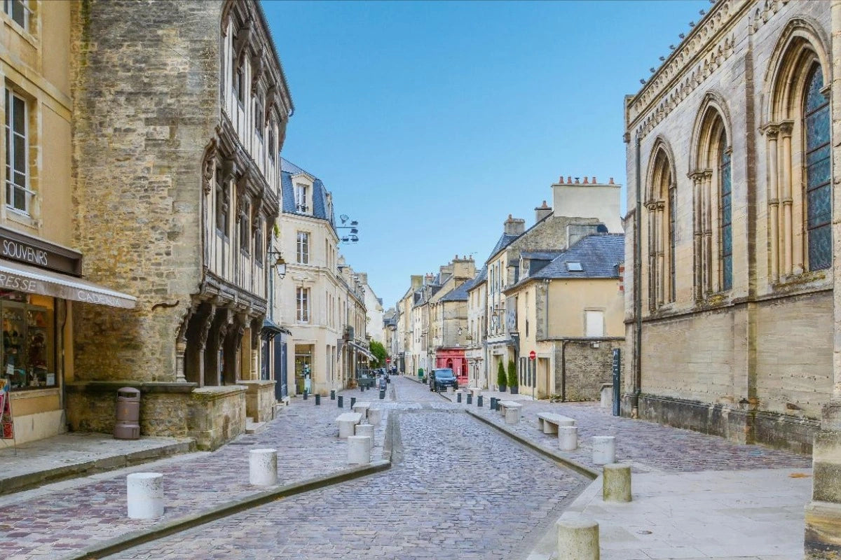 A quiet side street in the town of Bayeux, Normandy.