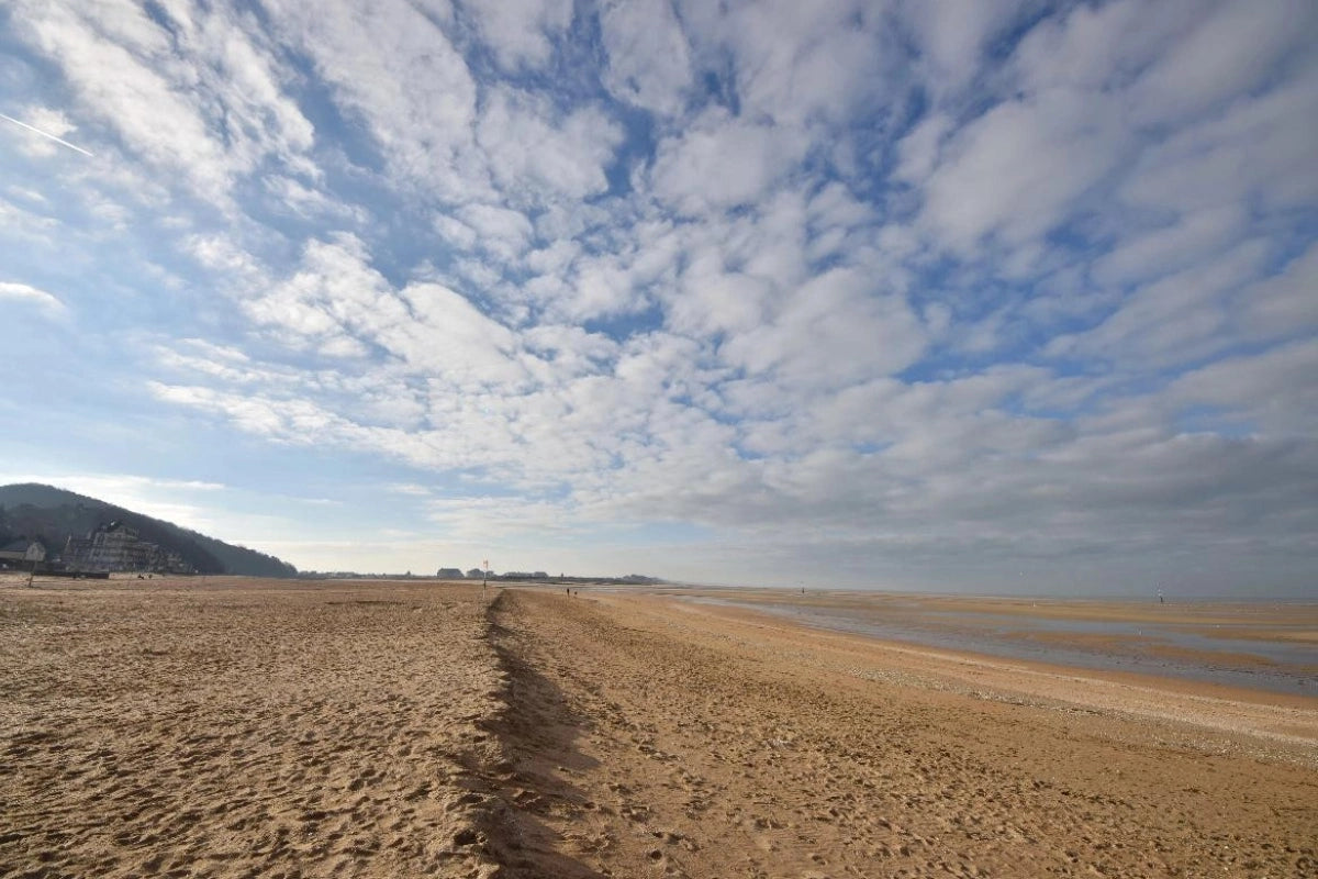 A peaceful Omaha Beach in Normandy, France.