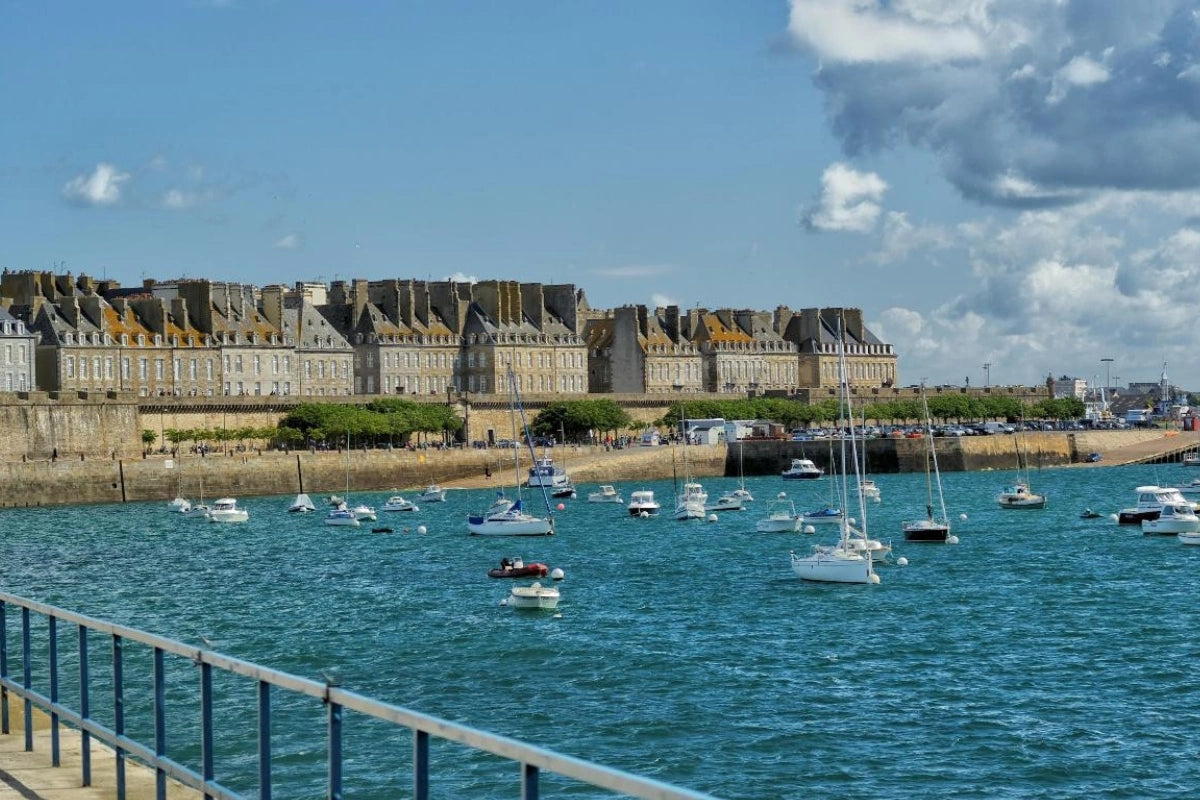Boats in Saint Malo harbor in Brittany.