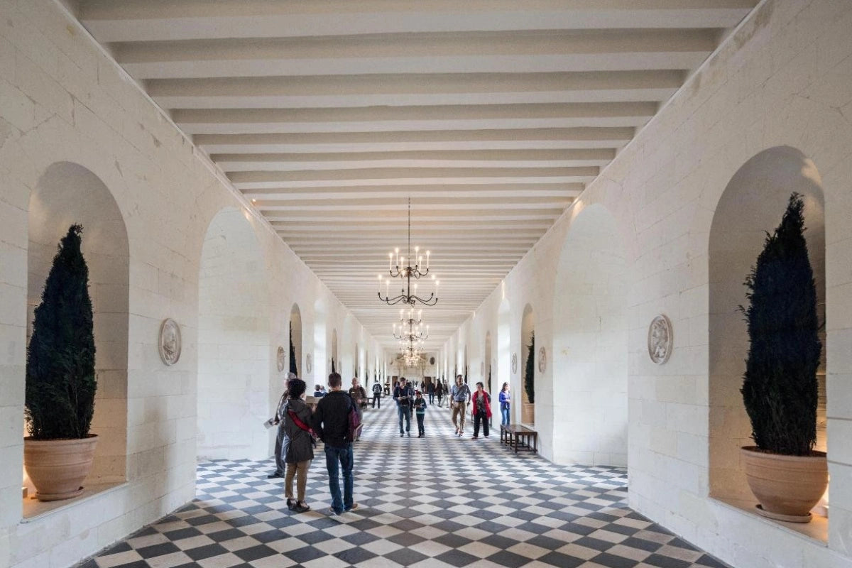 The grand hall inside Chenonceau castle in the Loire Valley.