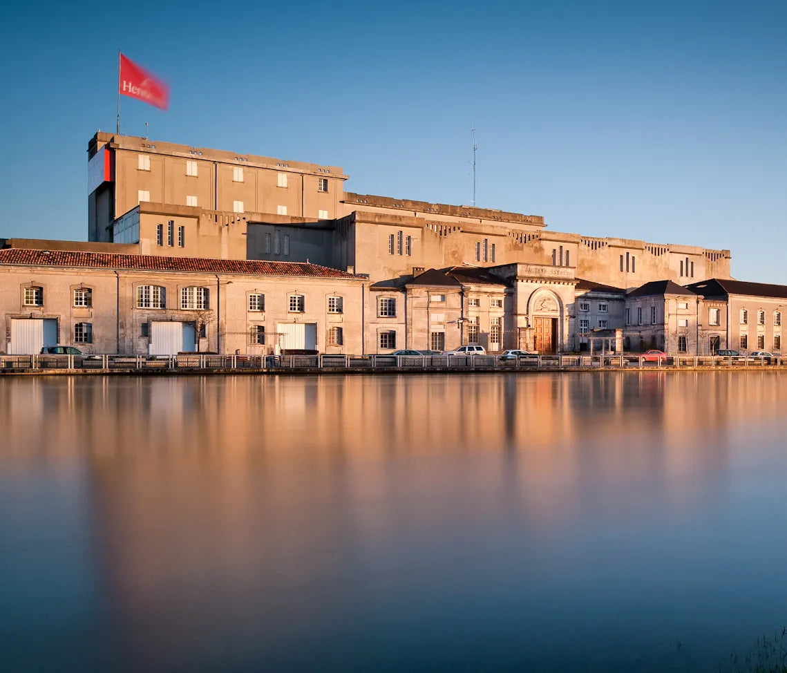 Hennessy headquarters on the Charente River in Cognac, France.