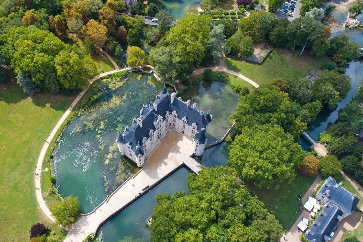 Chateau Azay-le-Rideau from the sky.