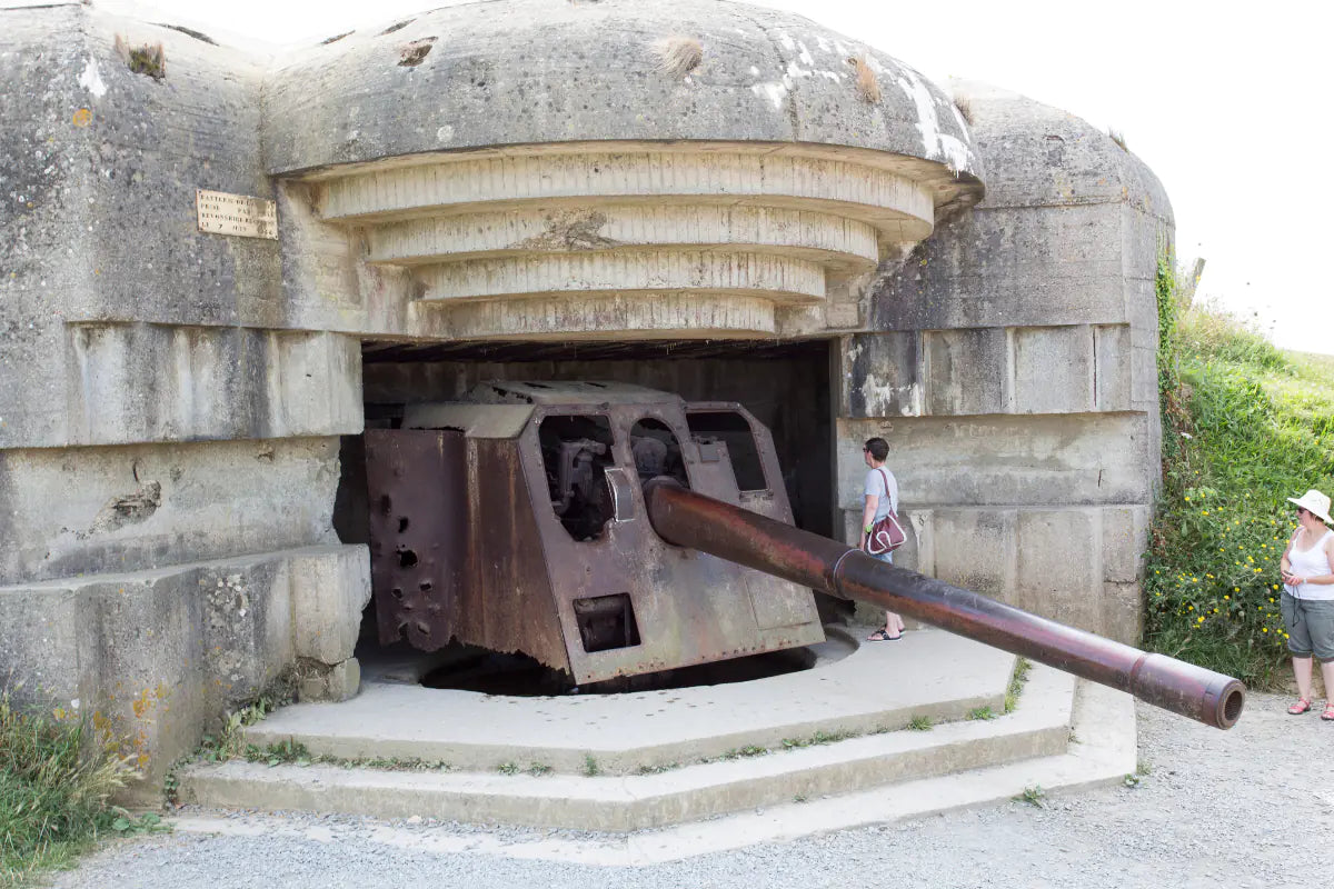 The German gun battery at Longues-sur-Mer