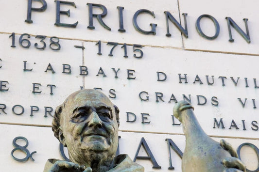 The Moet & Chandon house in Epernay. A statue of Dom Perignon.