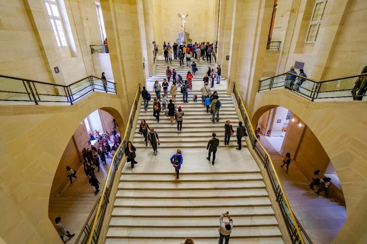 The stairs leading up to the statue of Winged Victory.