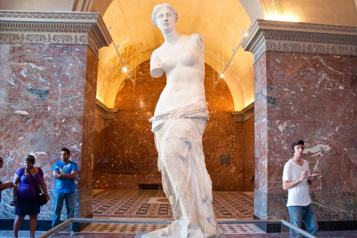 The Aphrodite of Milos at the Louvre Museum in Paris.