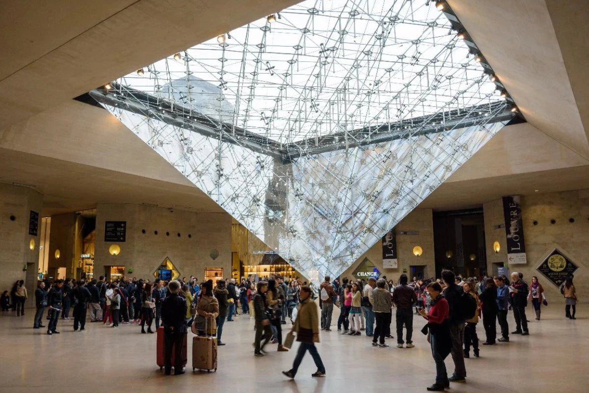 The main lobby in the Louvre museum in Paris.