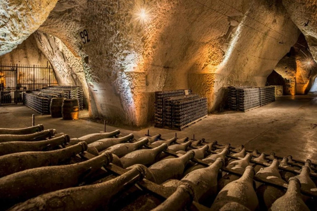 The historic champagne cellar at Veuve Clicquot.