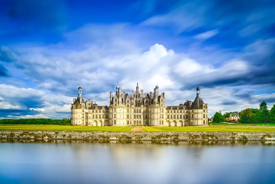 Chambord castle from afar in the Loire Valley.