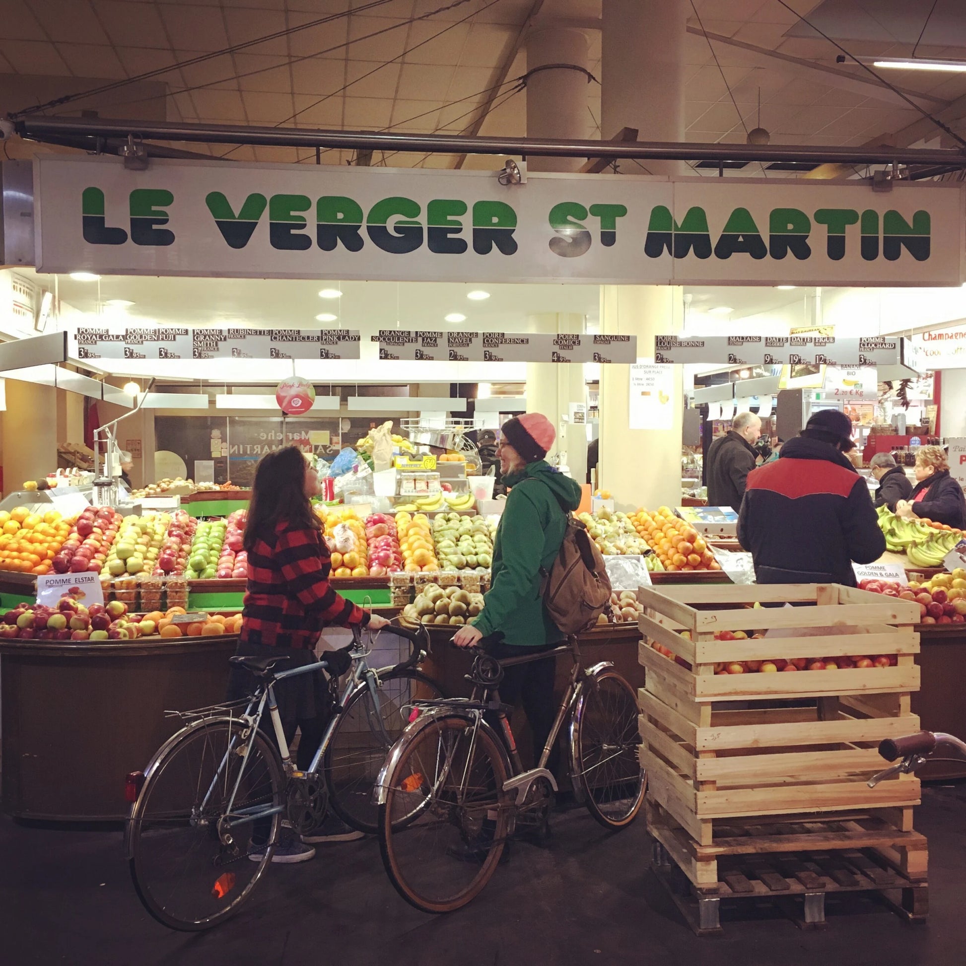 A stop in a market in Paris on a bike tour.