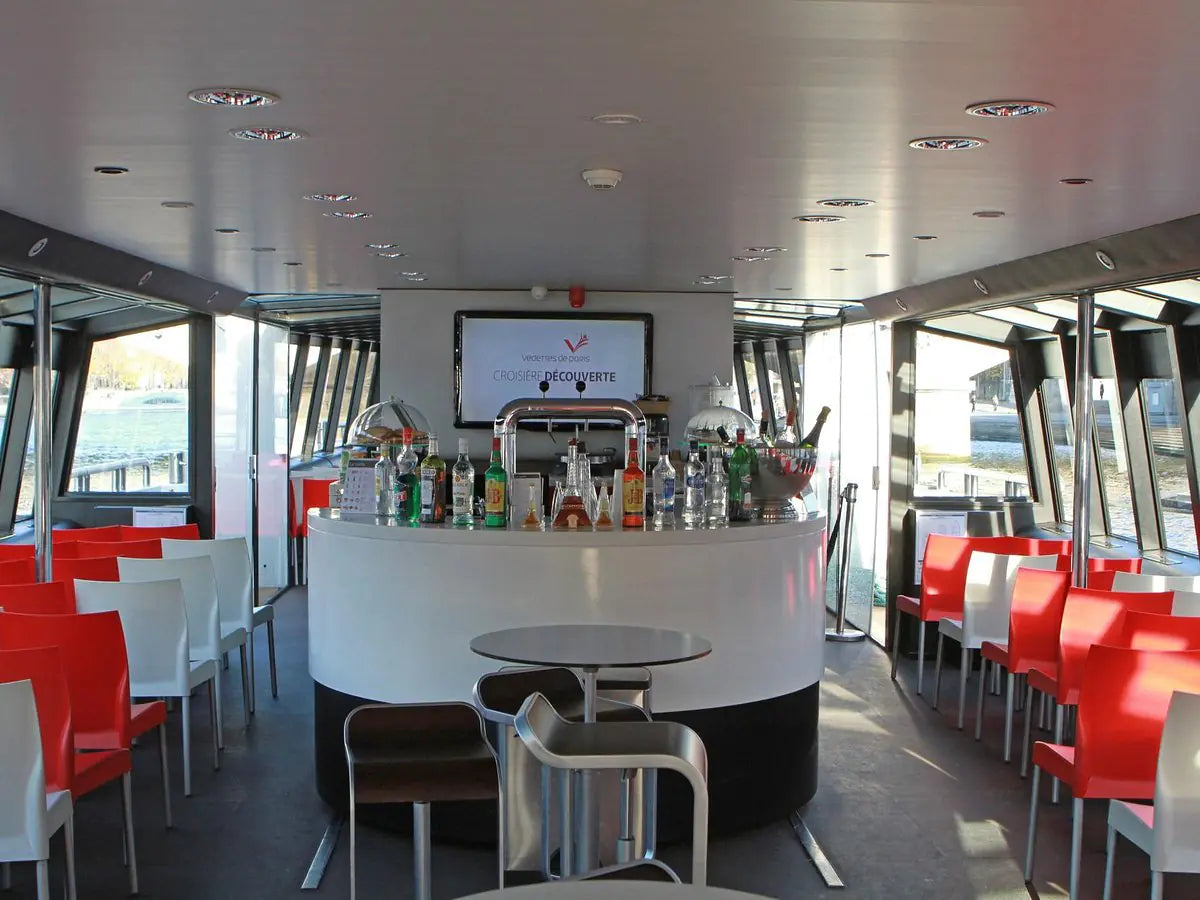 The bar on a Vedettes de Paris boat.